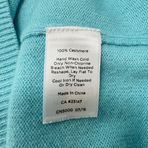 Talbots Pure Cashmere Crewneck Sweater Aqua Size Petite S - Picture 7 of 8